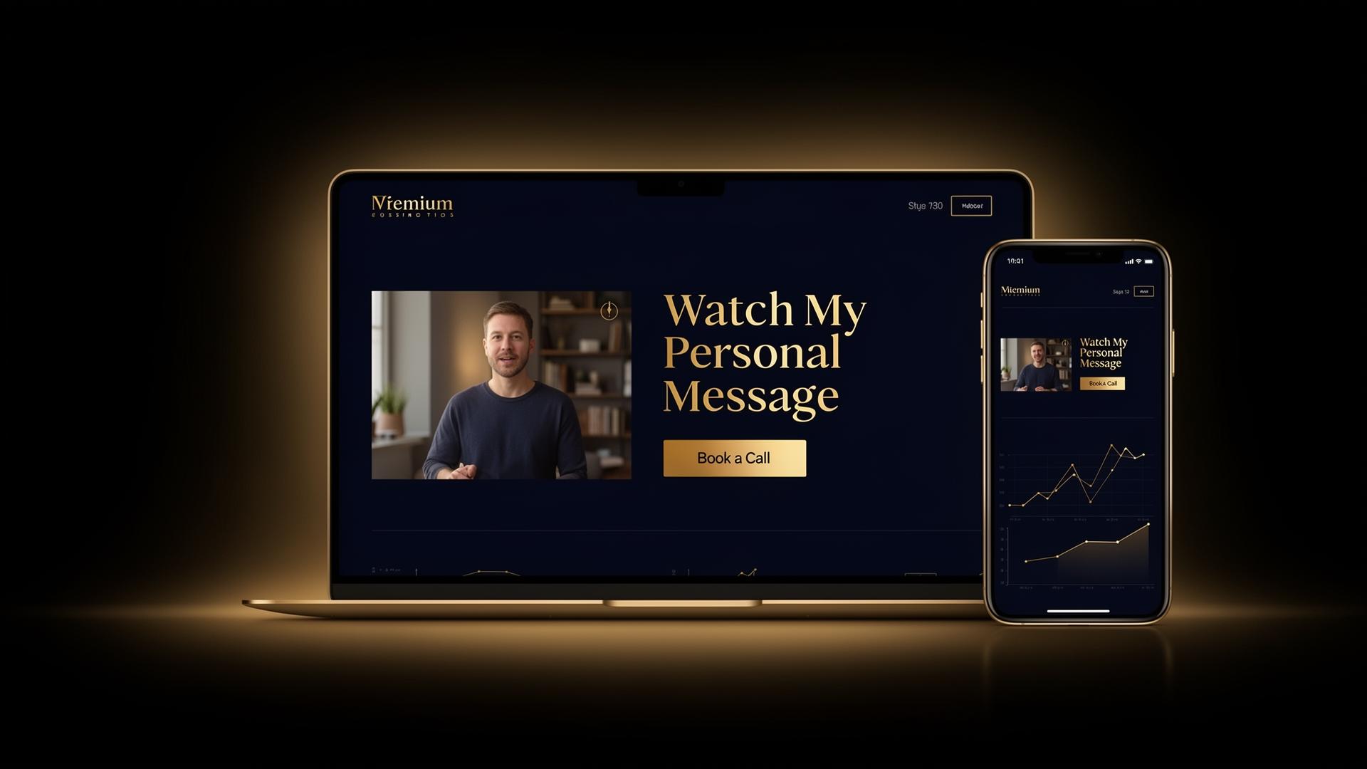 Sample VideoTouch AI video card template with branded landing page and call-to-action